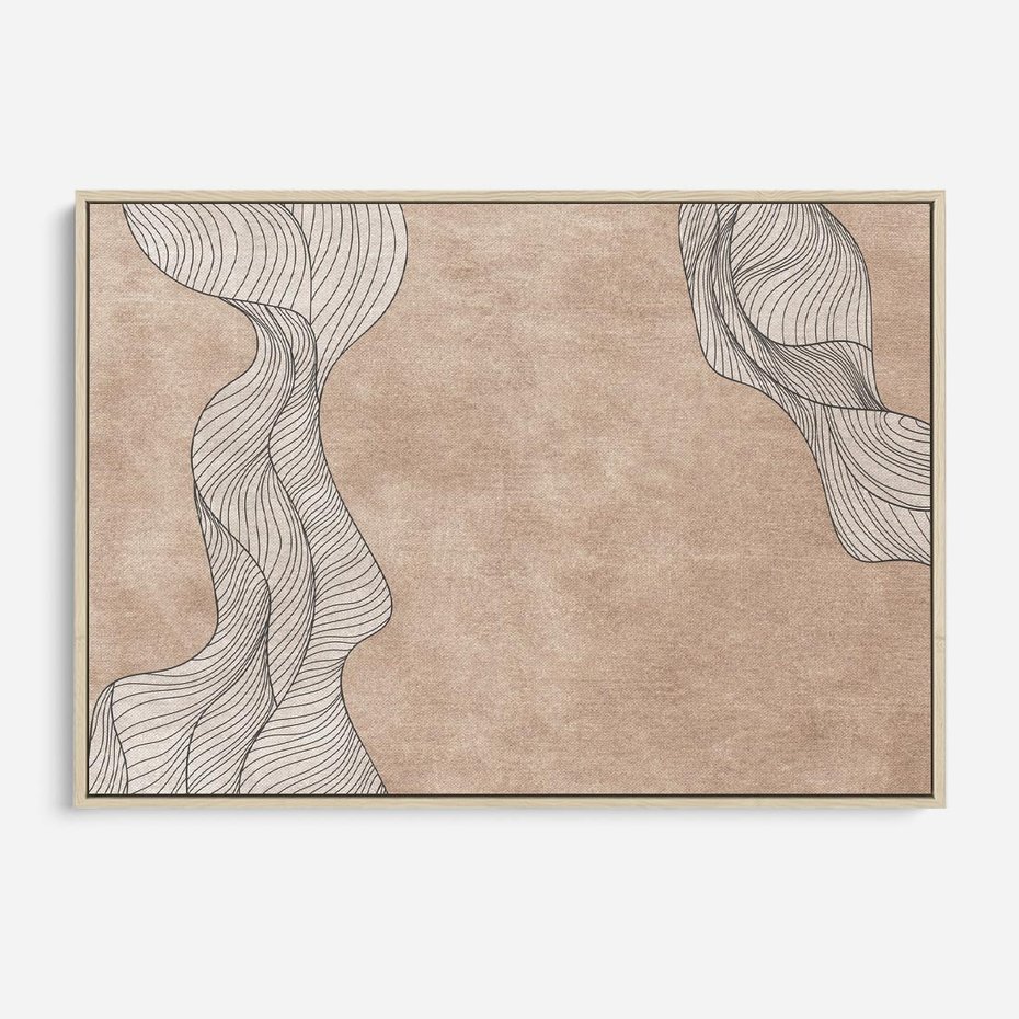 Obraz w ramie 70x50 - Symfonia uczuć i kształtów - delikatna kompozycja, falujące linie - rama drewno