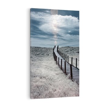 Obraz na płótnie 80x120 - Burzowy pomost na plaży - plaża, pomost
