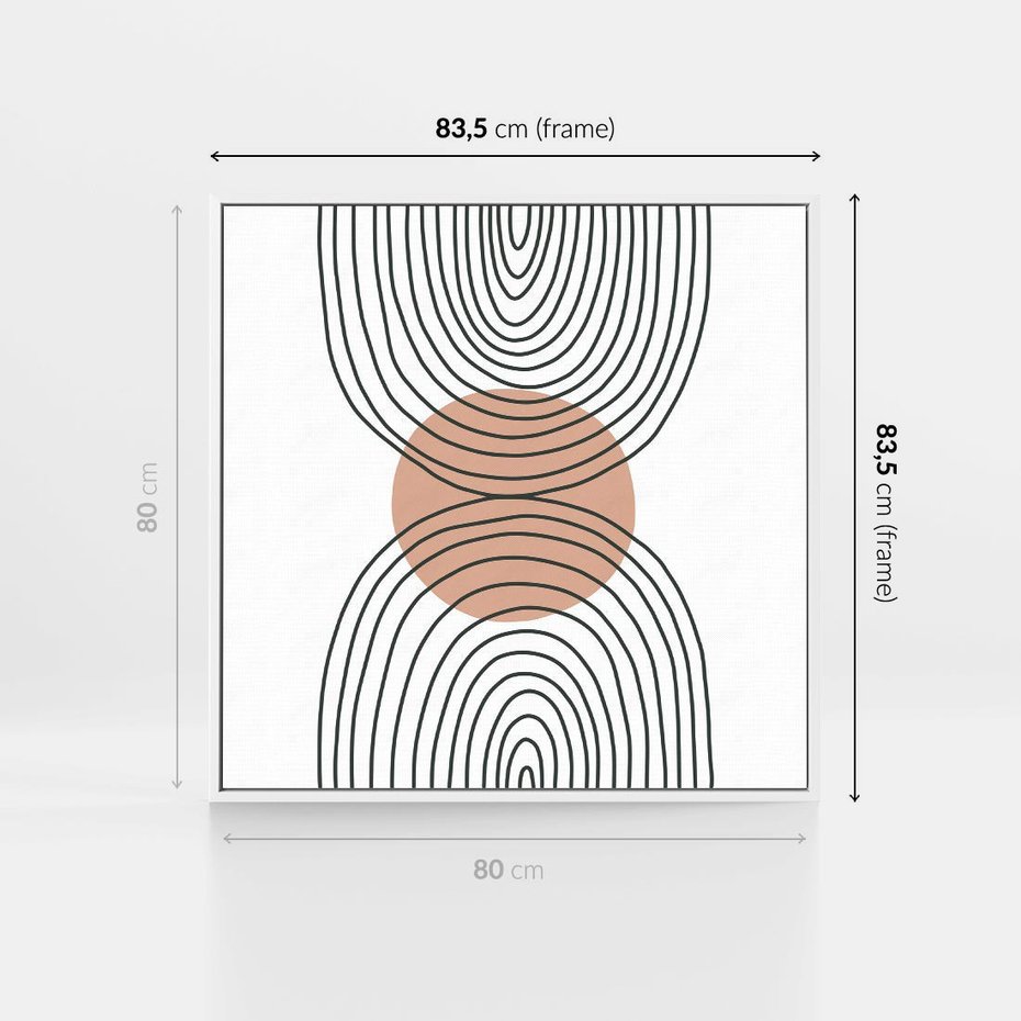 Obraz w ramie 80x80 - Przenikające Widzenia - półkola, koło - rama biała