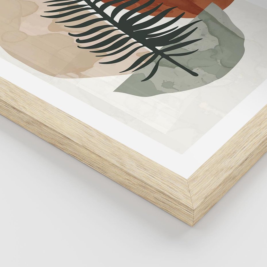 Plakat w ramie 40x50 - Czarna Palma w Brązowej Abstrakcji - grafika, akwarela - rama drewno