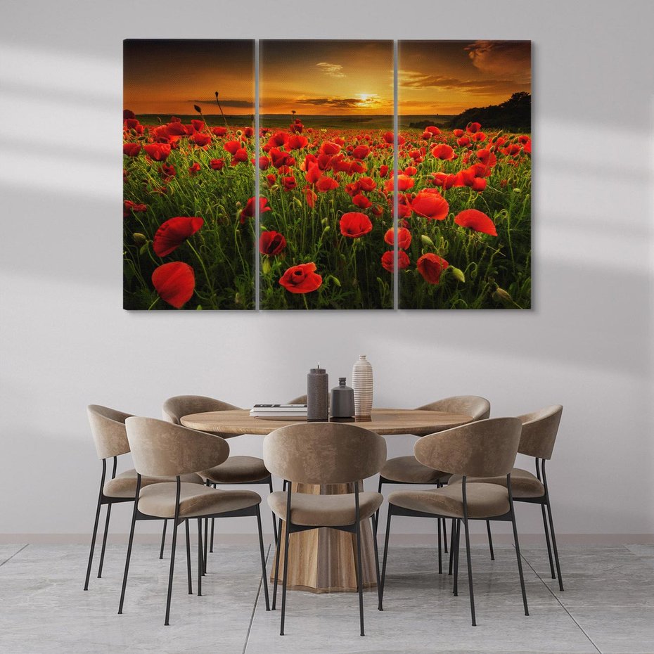 Obraz na płótnie 120x80 - Maki na łące: Przebudzenie wiosny - mak, maki