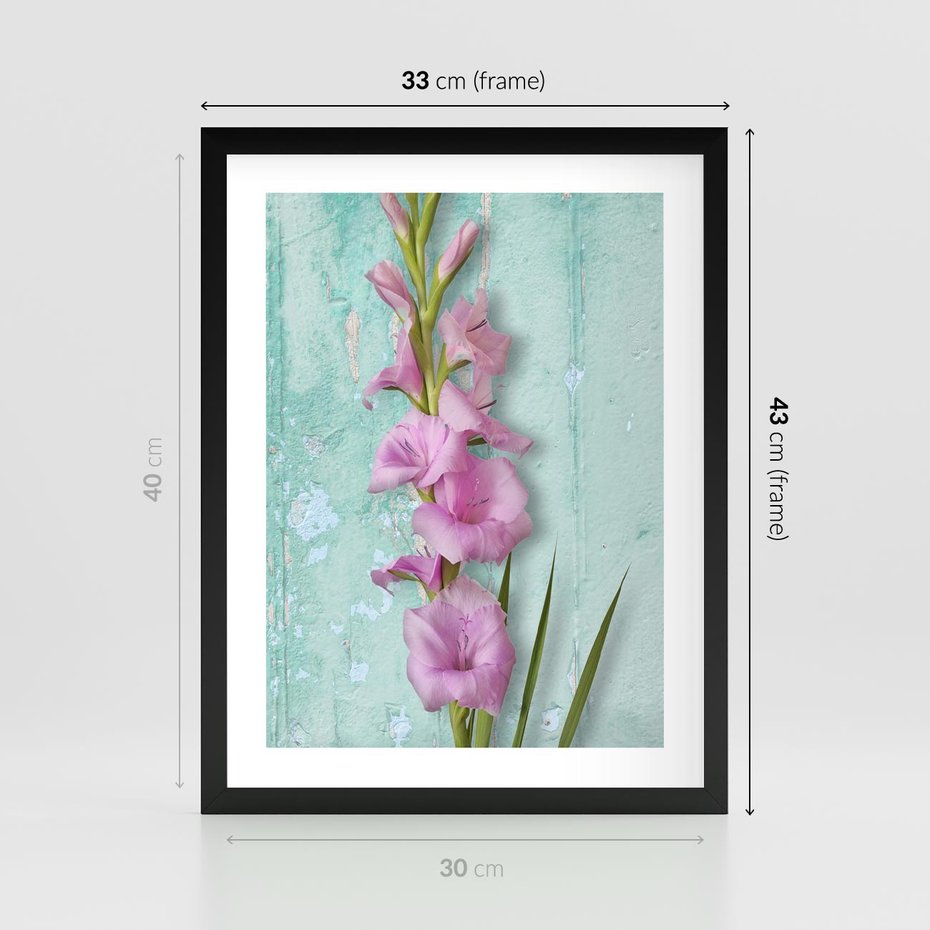 Plakat w ramie 30x40 - Piękno w delikatności - kwiaty, różowe - rama czarna