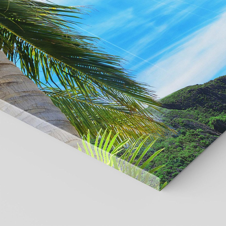 Obraz na płótnie 120x80 - Palmy tańczące na tropikalnej plaży - palmy, plaża