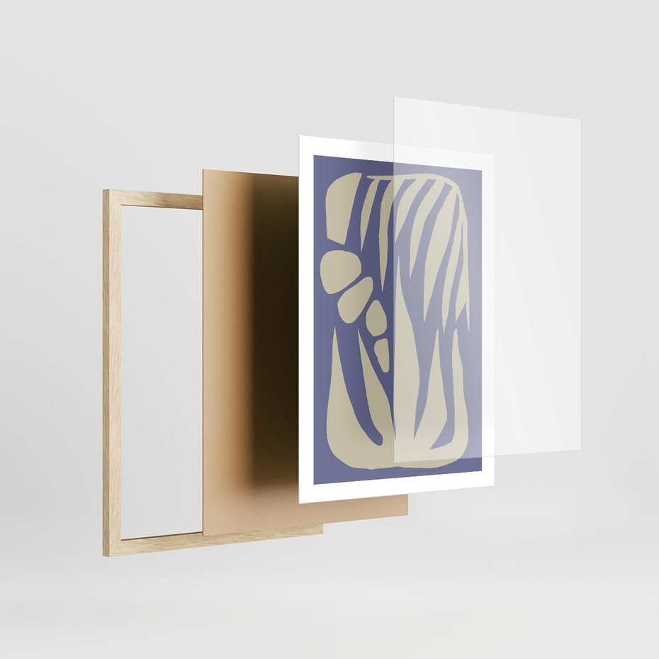 Plakat w ramie 50x70 - Kształty Niewidzialnych Granic - abstrakcyjna sztuka, skandynawski styl - rama drewno