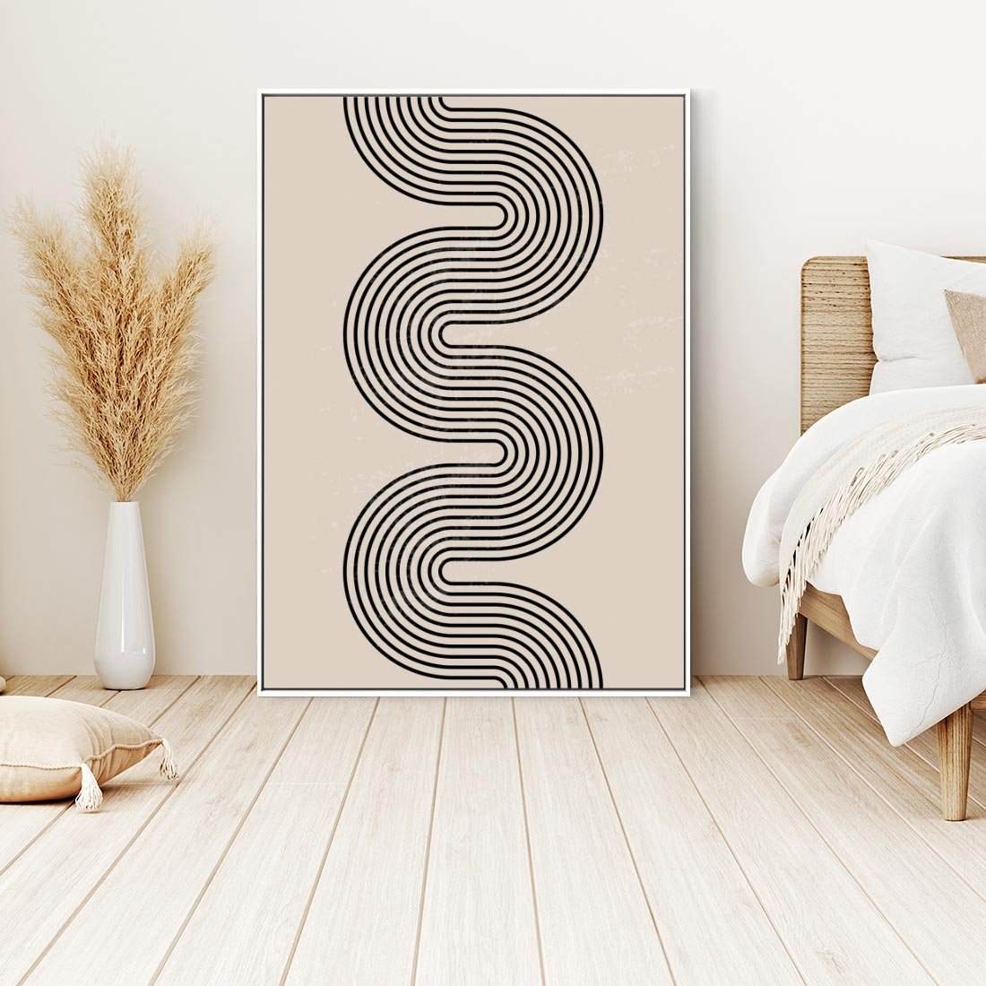 Obraz w ramie 80x120 - Bezgraniczne Odbicia - abstrakcyjne linie, geometria - rama biała