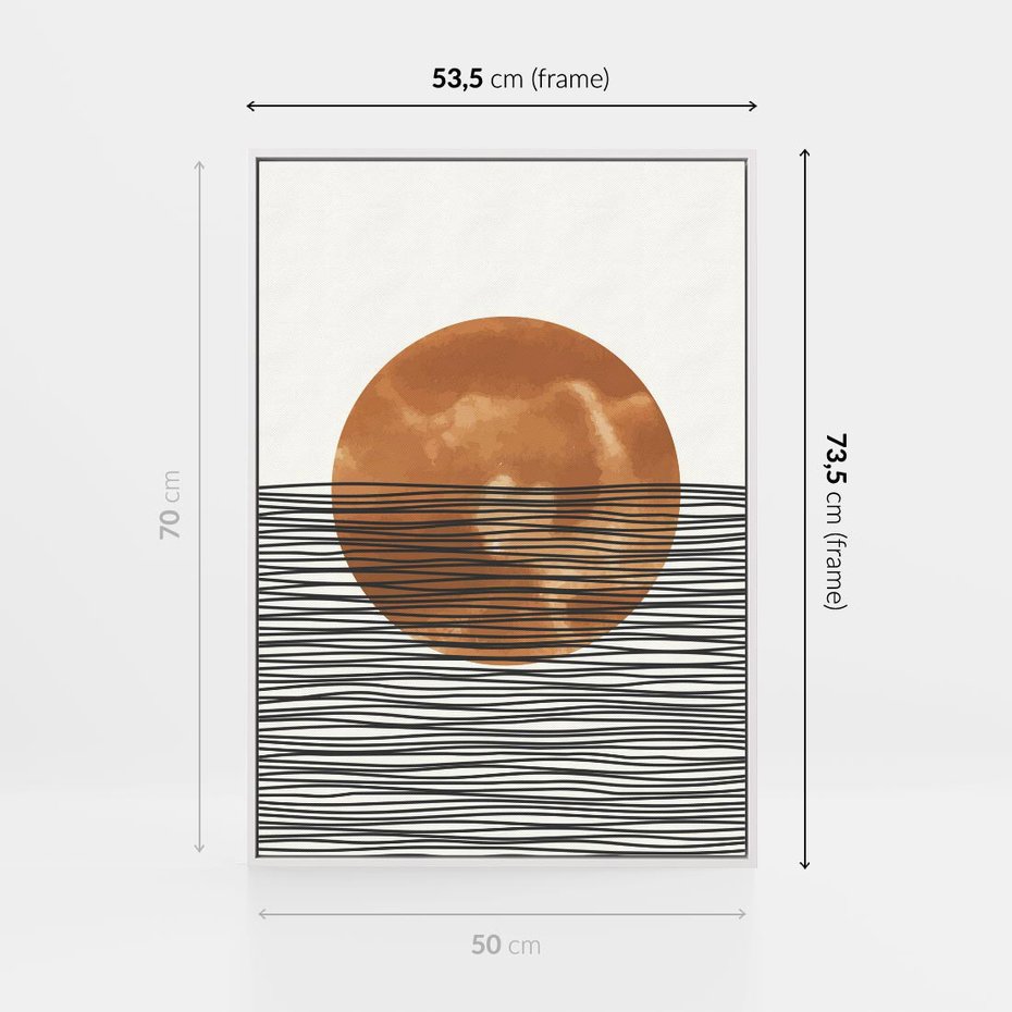 Obraz w ramie 50x70 - Okrąg Mocy - boho obraz, geometria - rama biała