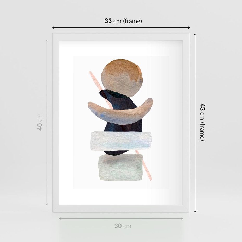 Plakat w ramie 30x40 - Rozkwitające Nowe Wymyślności - abstrakcja, akwarelowe plamy - rama biała