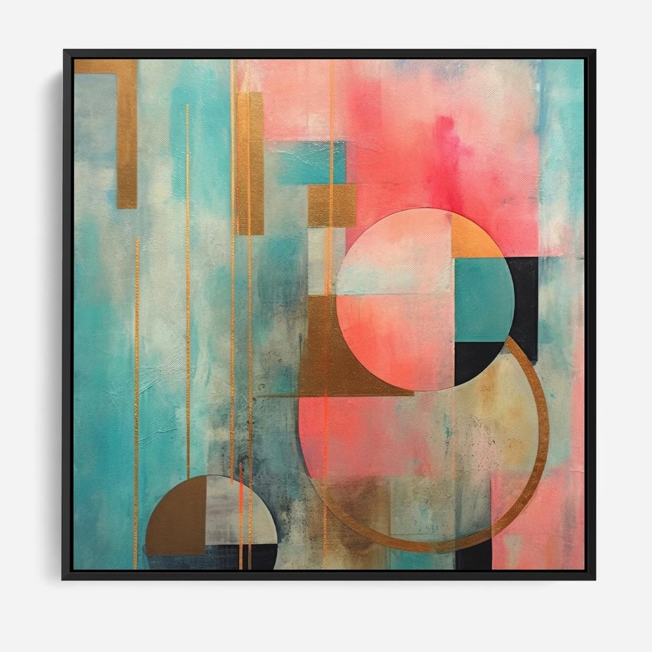 Obraz w ramie 50x50 - Abstrakcyjny Bałagan - abstrakcja, obraz olejny - rama czarna