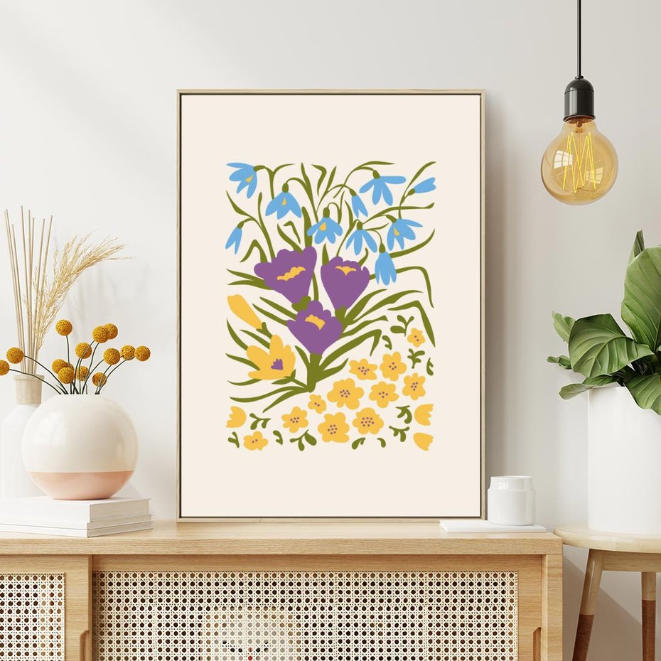 Obraz w ramie 50x70 - Kwiatowe Przenikanie - kwiaty, sztuka nowoczesna - rama drewno