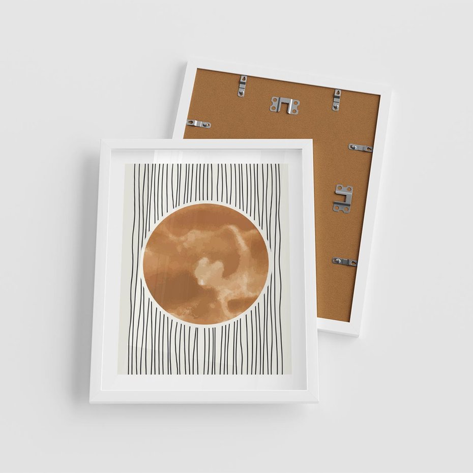 Plakat w ramie 40x50 - Eteryczne Krągłe Echa - boho obraz, geometria - rama biała