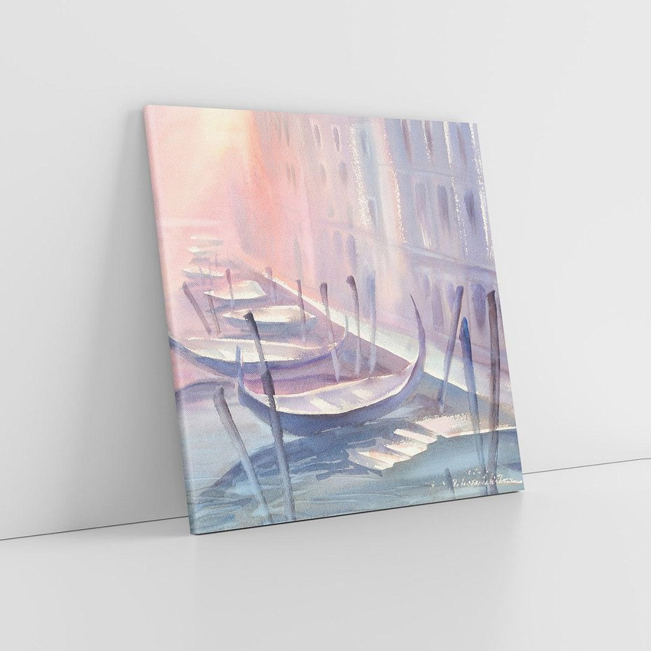 Obraz na płótnie 70x70 - Romantyczne Zachody - akwarelowy rysunek, stonowane pastelowe kolory