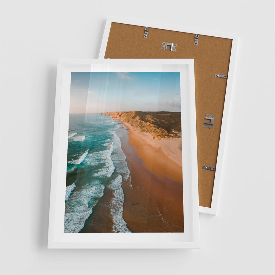 Plakat w ramie 50x70 - Z Lotu Ptaka - fotografia, plaża - rama biała