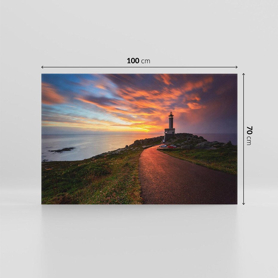 Obraz na płótnie 100x70 - Latarnia morska: Nocne niebo nad morzem - latarnia, morska