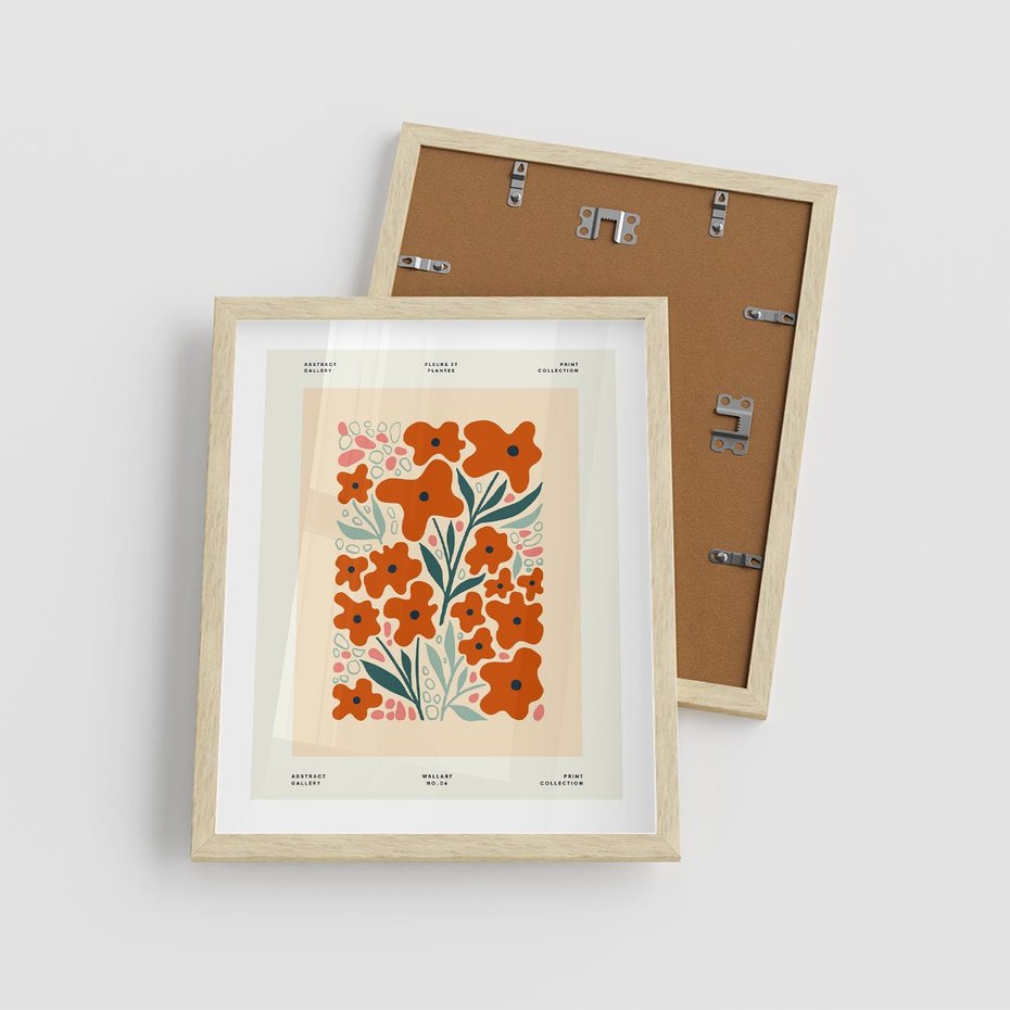 Plakat w ramie 40x50 - Refleksje Kolorowych Tajemnic - kwiaty, kompozycja - rama drewno