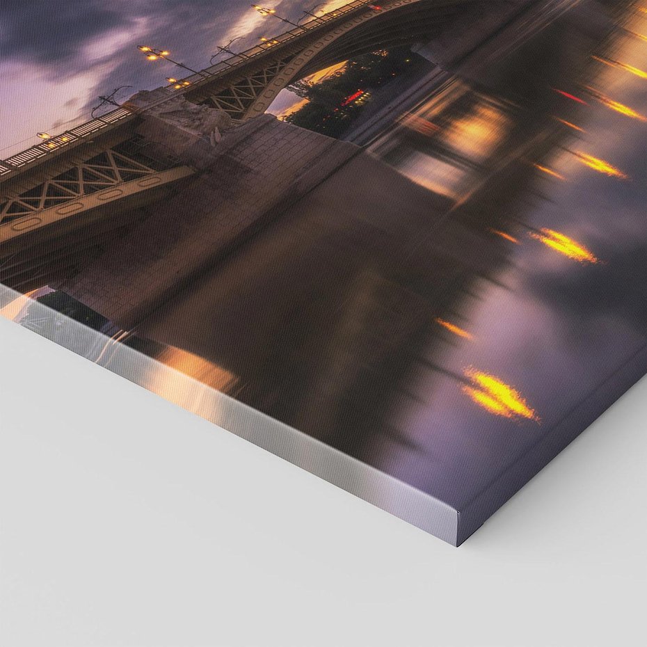 Obraz na płótnie 100x70 - Most nocą - Miasto nad rzeką - most, noc