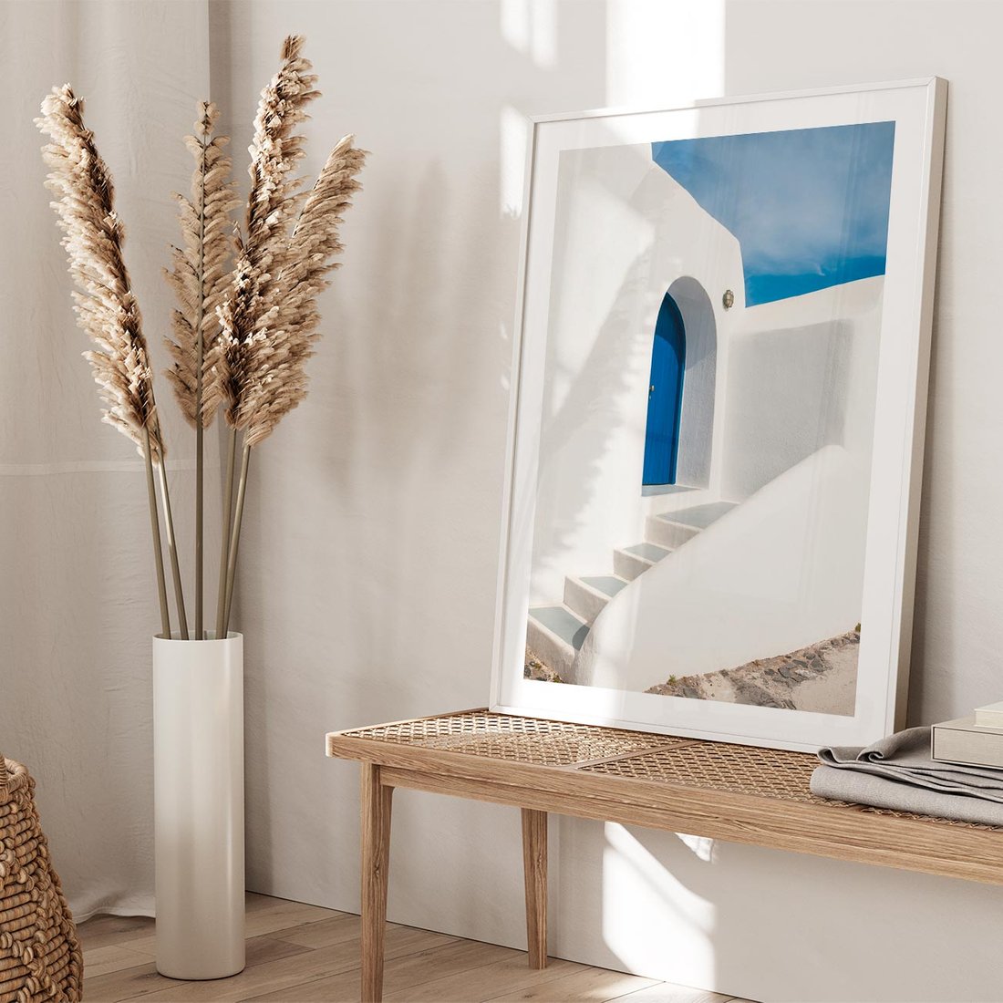 Plakat bez ramy 30x40 - Powitanie Wyspy - Santorini, drzwi