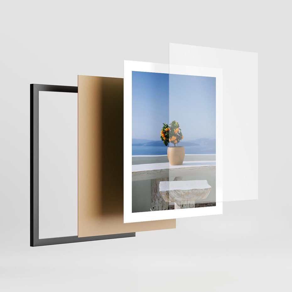 Plakat w ramie 40x50 - Uroki Santorini - Santorini, Grecja - rama czarna