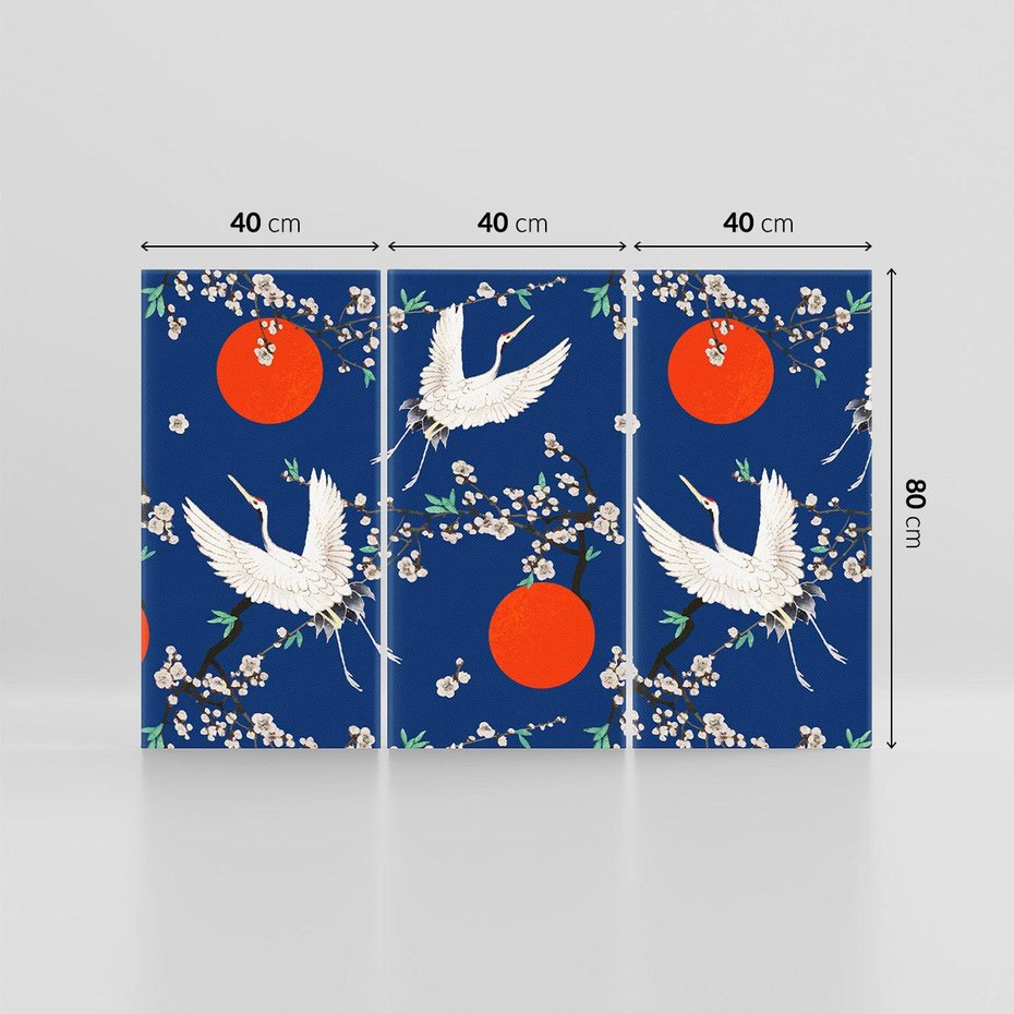Obraz na płótnie 120x80 - Japońskie Żurawie Indygo - sztuka japońska, japonia