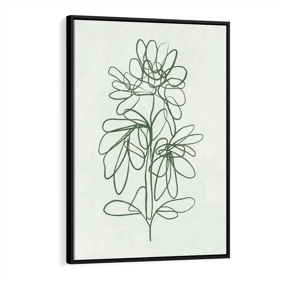 Obraz w ramie 50x70 - Spokojne Poddanie Naturze - zielony plakat, roślinne inspiracje - rama czarna