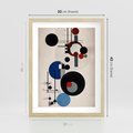 Plakat w ramie 30x40 - Rozkwitające Wibracje Wyobraźni - abstrakcyjna geometryczna kompozycja, koła linie - rama drewno
