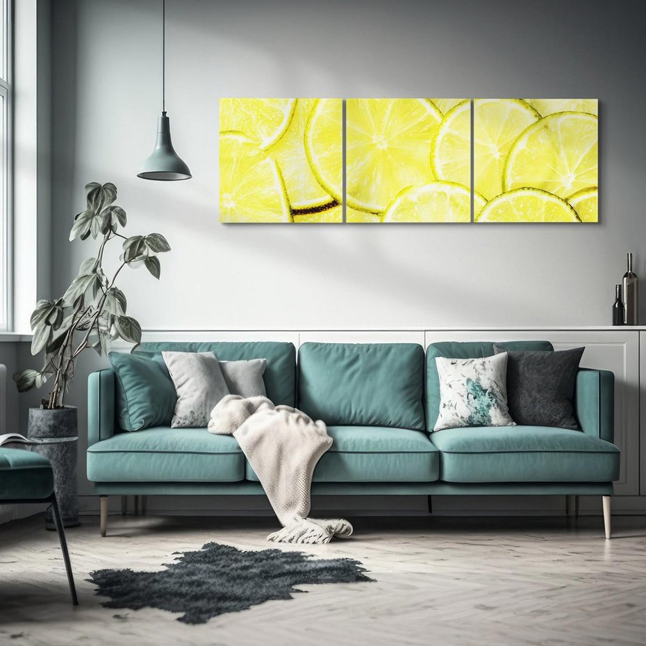 Obraz na płótnie 90x30 - Cytryny, Limonki - Owocowa Świeżość - cytryny, limonki