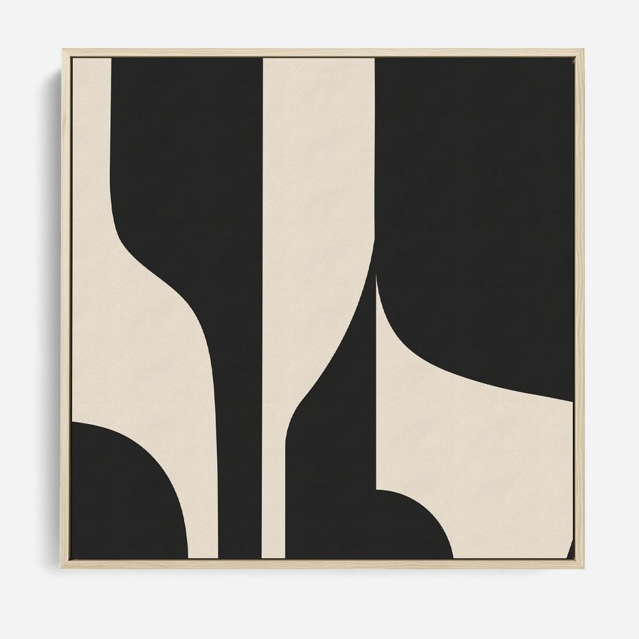 Obraz w ramie 80x80 - Abstrakcyjne Linie - boho plakat, rycina - rama drewno