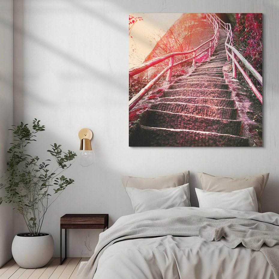 Obraz na płótnie 60x60 - Schody prowadzące do nieznanych ścieżek - schody, ścieżka