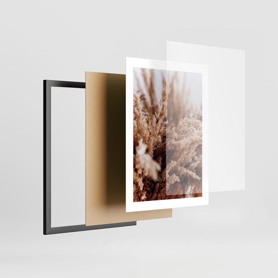 Plakat w ramie 30x40 - Sztuka Suszonych Traw - trawa pampas, suszone trawy - rama czarna