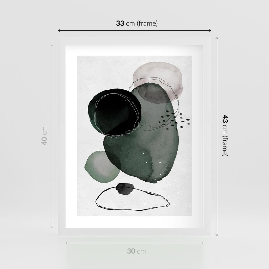 Plakat w ramie 30x40 - Abstrakcyjne Plamy w Akwareli - abstrakcyjne akwarelowe plamy - rama biała