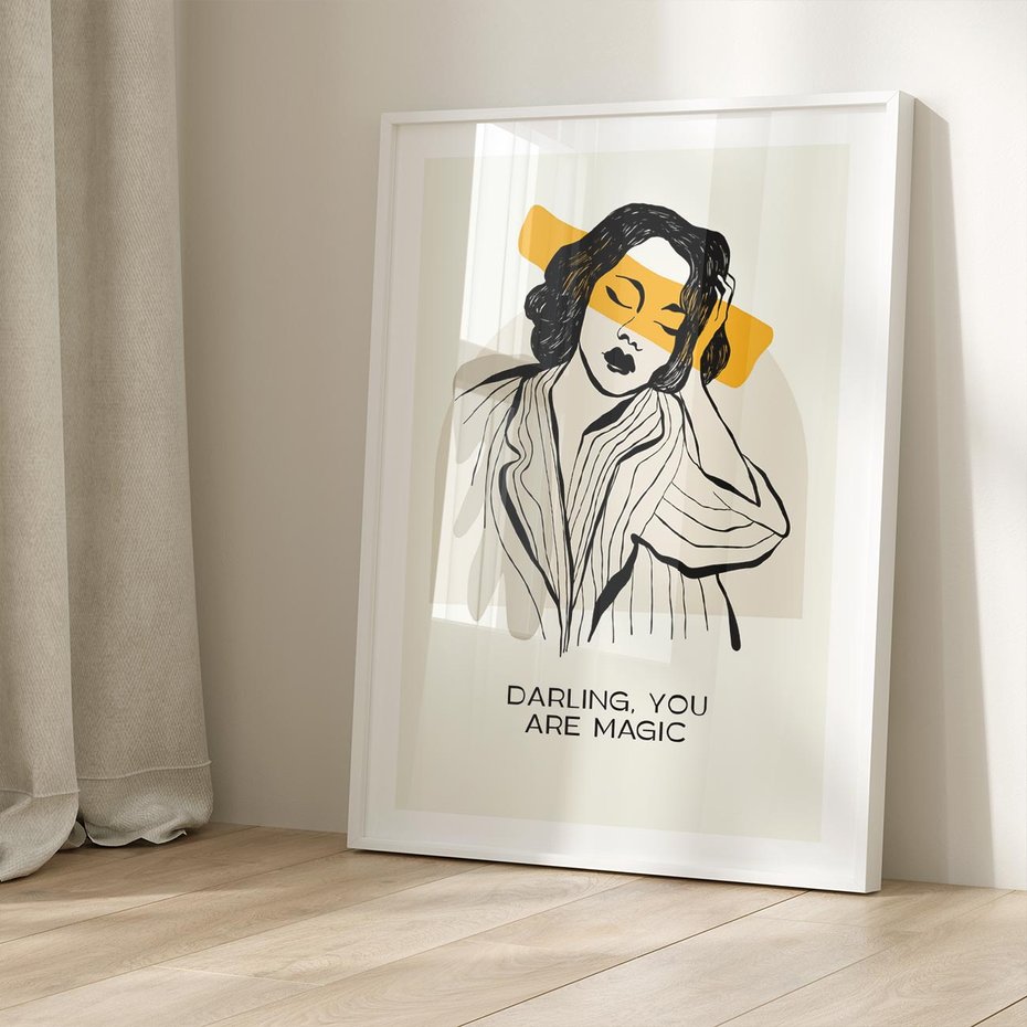 Plakat w ramie 50x70 - Sztuka Kobiecej Osobowości - nowoczesna grafika, kobieta - rama biała