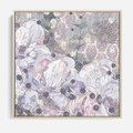 Obraz w ramie 50x50 - Malowane oddechy istnienia - pomieszane tekstury, kwiatowe elementy - rama drewno