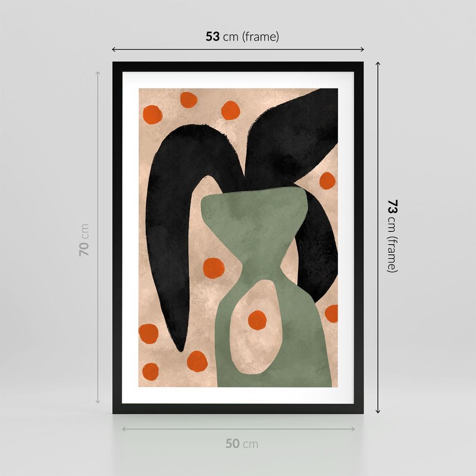 Plakat w ramie 50x70 - Impresje Boho - abstrakcyjny obraz, plakat - rama czarna