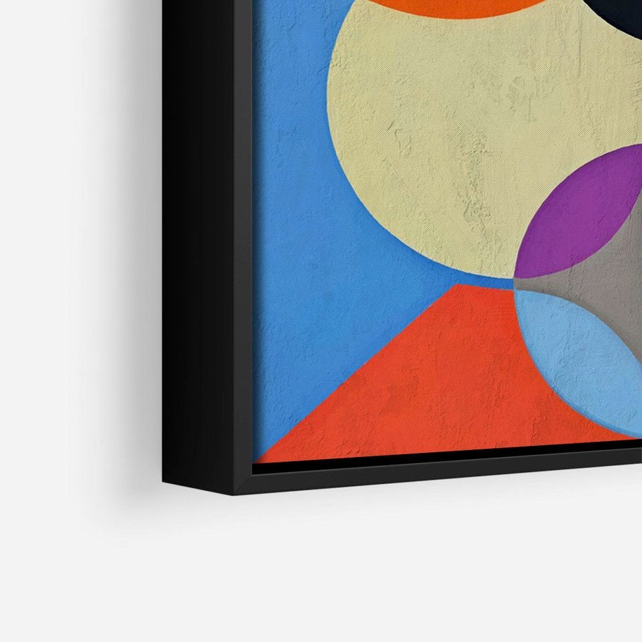 Obraz w ramie 50x70 - Tajemnicze Odbicia Czasu - abstrakcyjne geometryczne kształty, olejny obraz - rama czarna