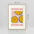 Plakat w ramie 50x70 - Podróżne Wizje - typografia, cytryny - rama drewno