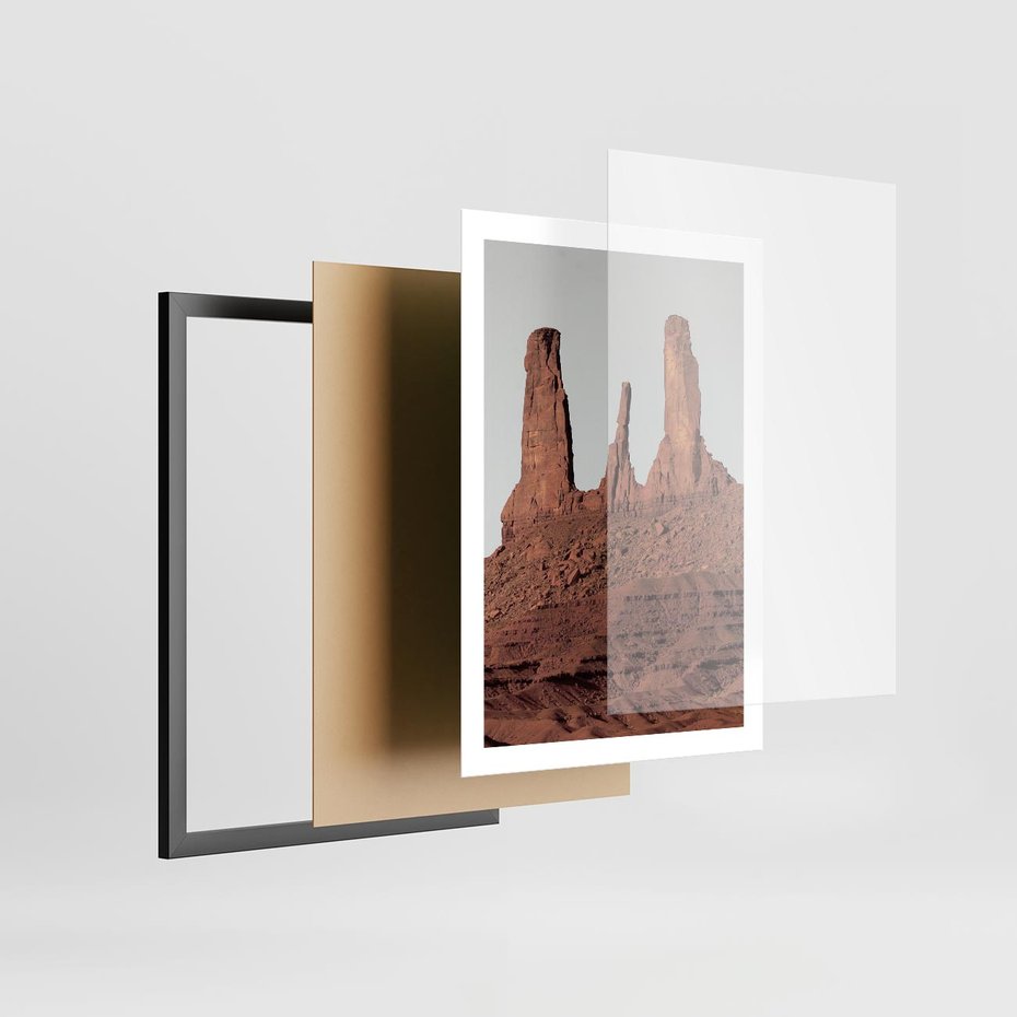 Plakat w ramie 50x70 - Surowość Pustyni - pustynia, kanion - rama czarna