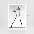 Plakat bez ramy 21x30 - Samotne Palmy - czarno biała fotografia, dwie samotne palmy