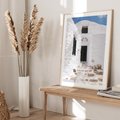 Plakat w ramie 40x50 - Santorini - Grecja błękitem malowana - Santorini, Grecja - rama drewno