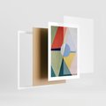 Plakat w ramie 30x40 - Taniec Subtelnych Odbić - abstrakcyjne geometryczne kształty, olejny obraz - rama biała