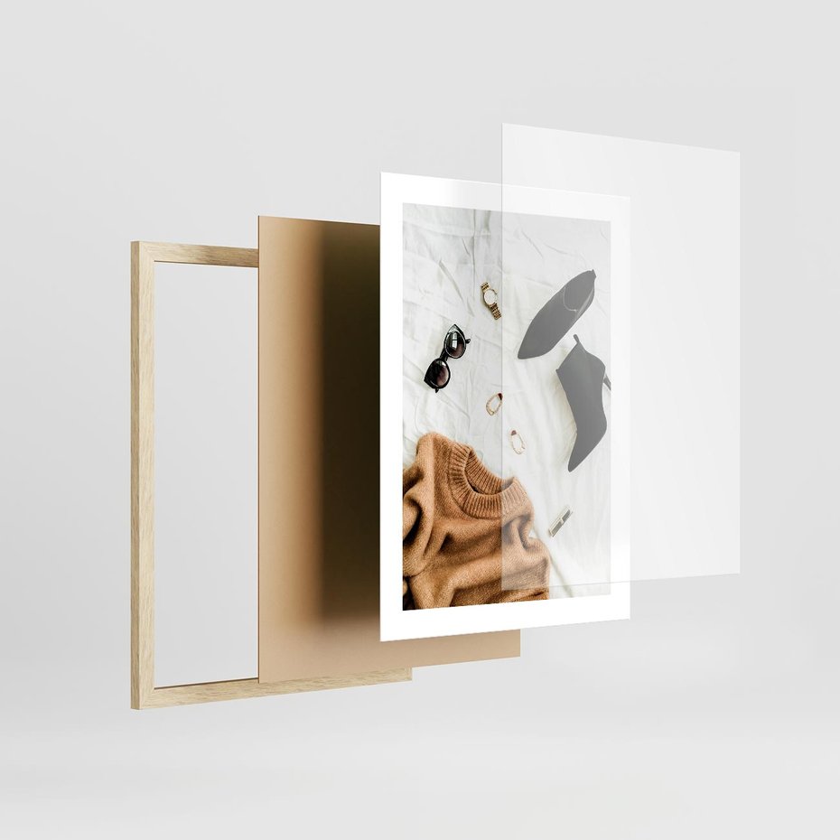 Plakat w ramie 30x40 - Styl i Klasyka - modowa fotografia, sweter - rama drewno