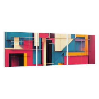 Obraz na płótnie 90x30 - Przejście przez labirynt myśli - kolorowa abstrakcja, instalacja z prostokątów i linni