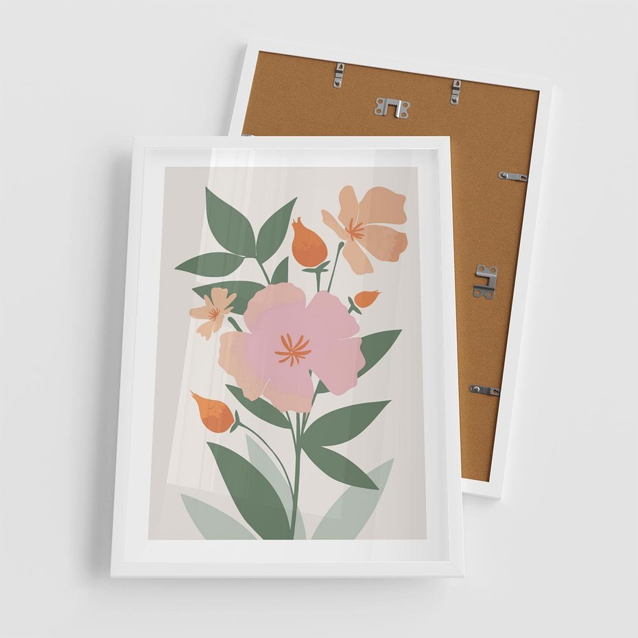 Plakat w ramie 50x70 - Kwiatowe Nastroje - kwiat, sztuka nowoczesna - rama biała