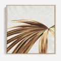 Obraz w ramie 80x80 - Egzotyczny Blask - złote, liście - rama drewno
