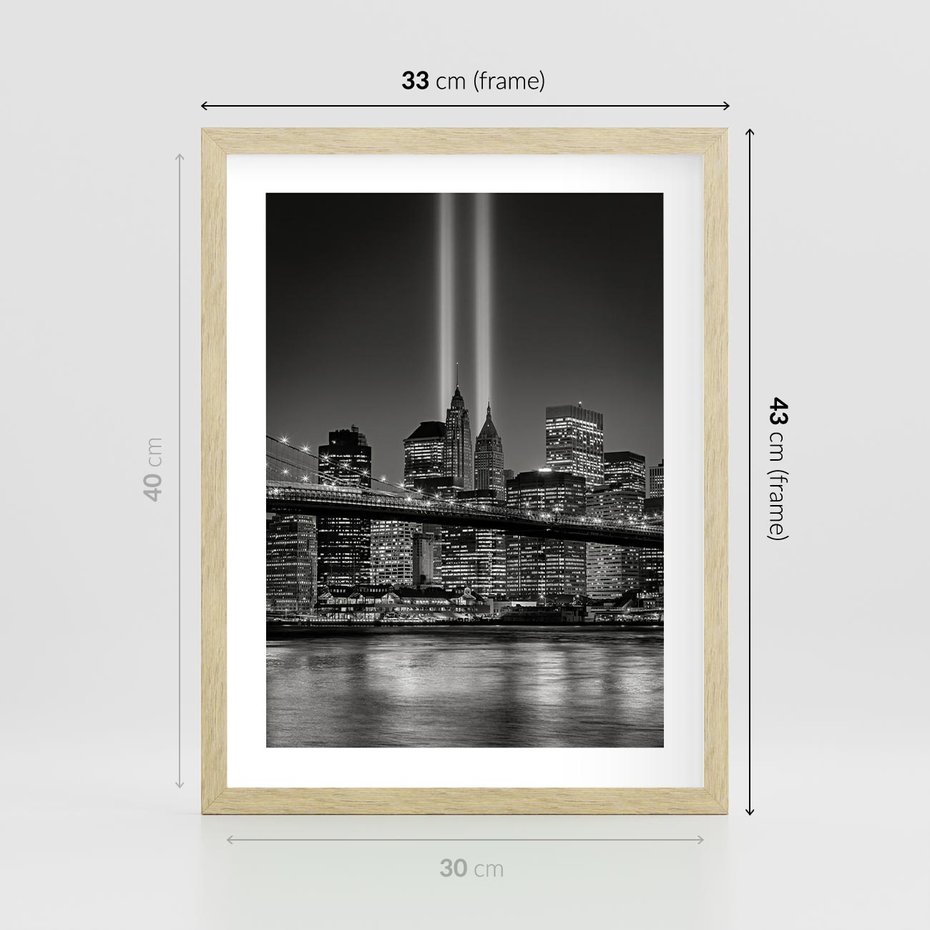 Plakat w ramie 30x40 - Miasto ożywione nocą - miasto, noc - rama drewno