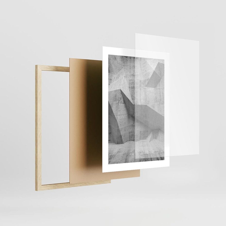 Plakat w ramie 30x40 - Geometryczna harmonia sztuki - geometria, sztuka - rama drewno
