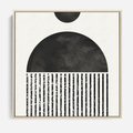 Obraz w ramie 50x50 - Księga Wibracji - abstrakcyjne czarno białe formy, minmalizm - rama drewno