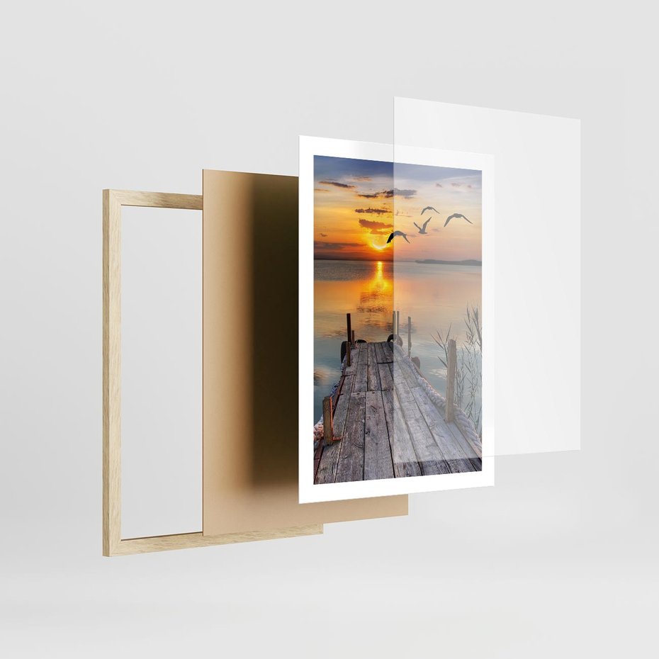 Plakat w ramie 50x70 - Magia zachodu słońca - zachód, słońca - rama drewno