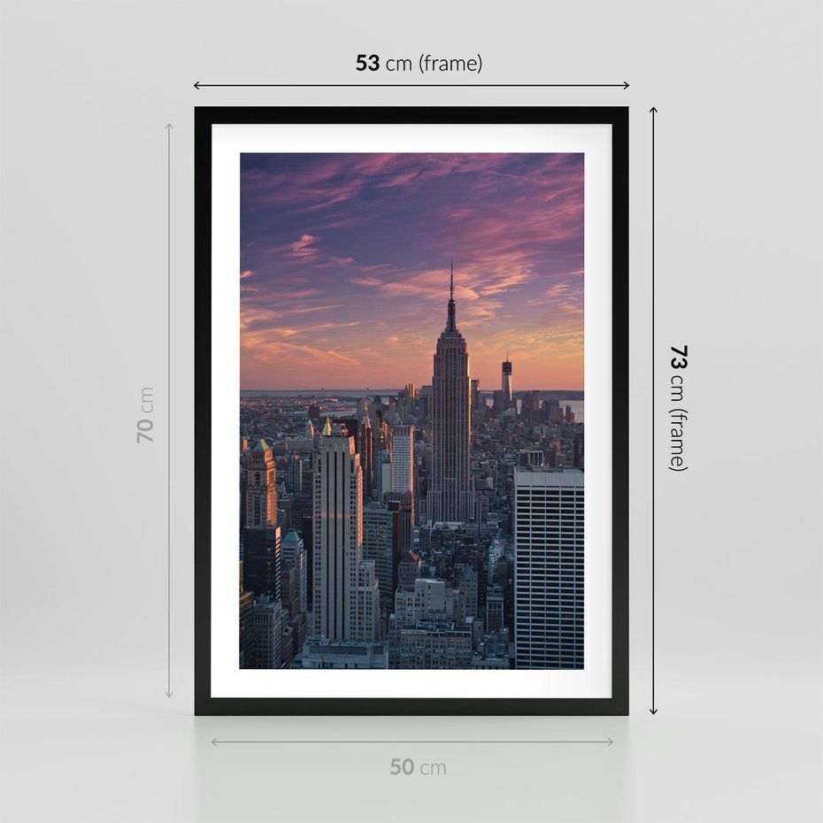 Plakat w ramie 50x70 - Nowy Jork - Błyskawice Manhattanu - Nowy Jork, Manhattan - rama czarna