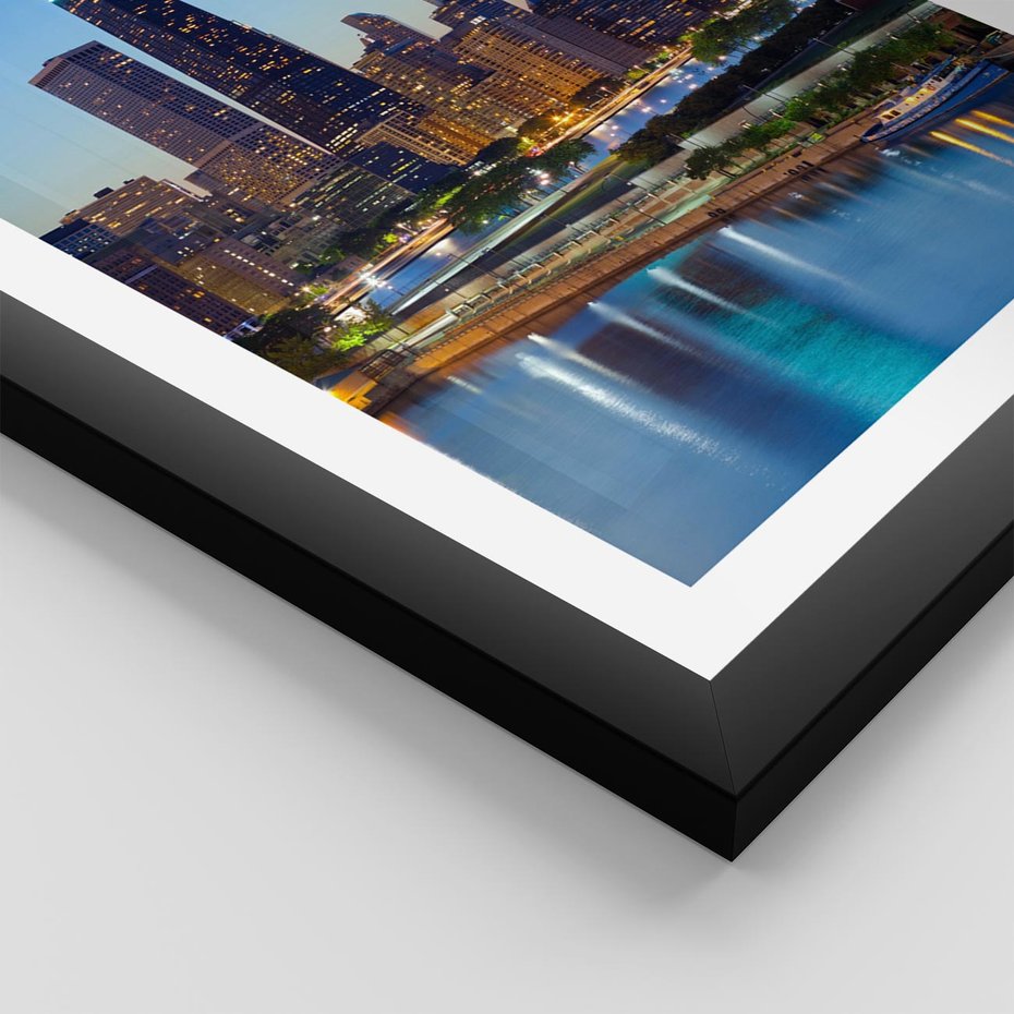 Plakat w ramie 50x70 - Miasto nad Rzeką - miasto, rzeka - rama czarna