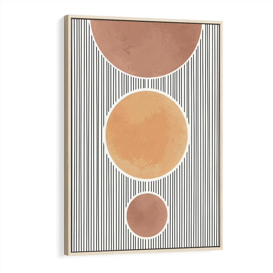 Obraz w ramie 70x100 - Taniec Linii - abstrakcyjna nowoczesna sztuka, koła okręgi - rama drewno