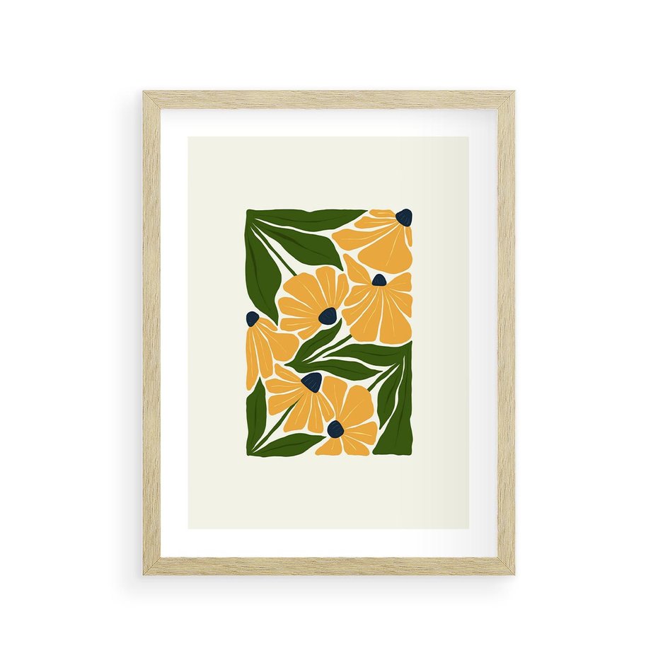 Plakat w ramie 30x40 - Świetliste Kwiaty Natury - kwiaty, nowoczesna grafika - rama drewno